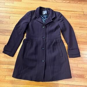 J Crew Jacket Womens 10 Double Cloth Coat Wool Blend Button Classic Italy Purple